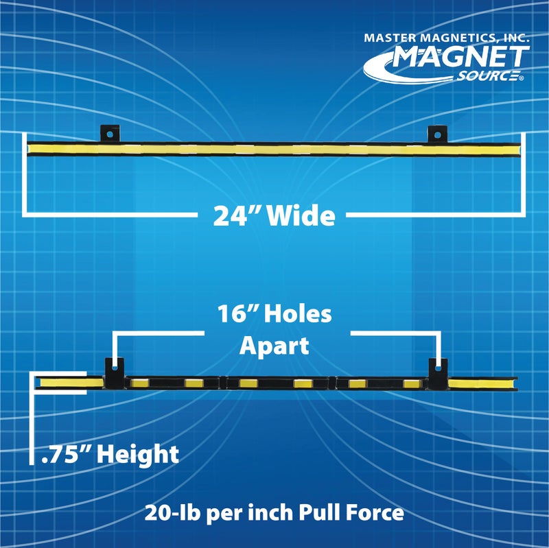 Master Magnetics ماجنتكس 24" منظم أدوات بار مغناطيسي - حامل تخزين مغناطيسي سهل التركيب للمنزل أو المرآب أو المخزن أو موقع العمل - طلاء مسحوق أسود - Image 3